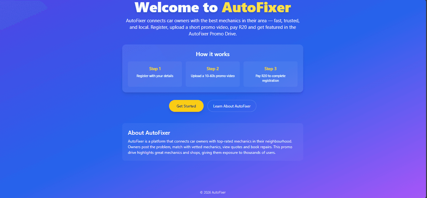 Client Project (Autofixer Promo Registration)